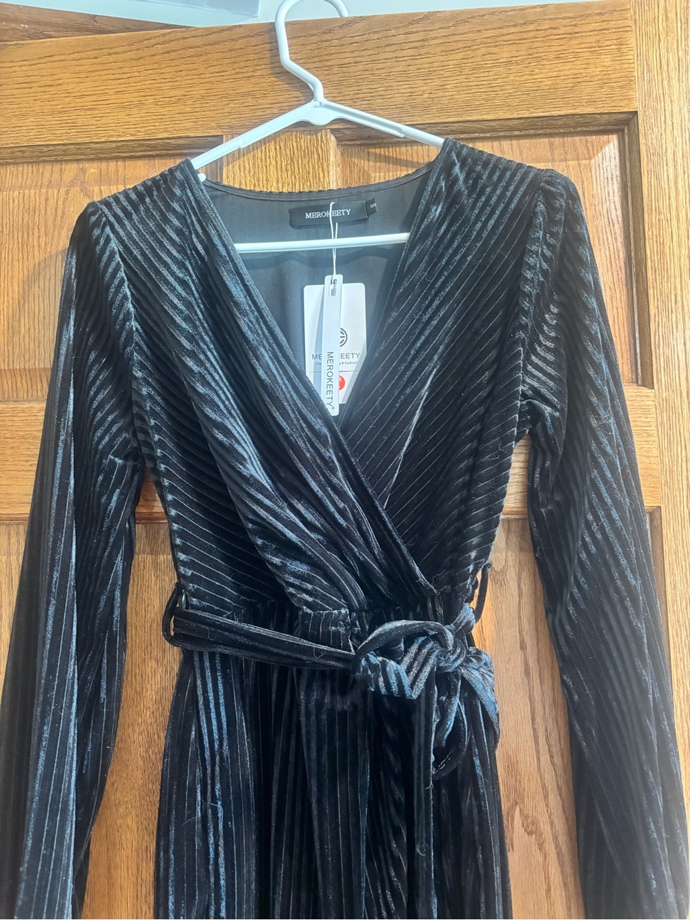 MERCEDESY Black Velvet Wrap Dress